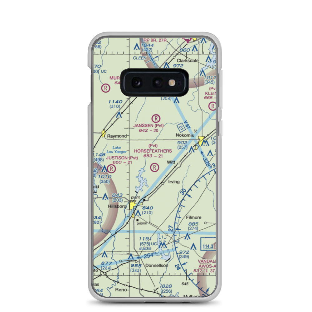 Horsefeathers Ranch Airport (1IL1) VFR Sectional Samsung Case Samsung Galaxy S10e model shown