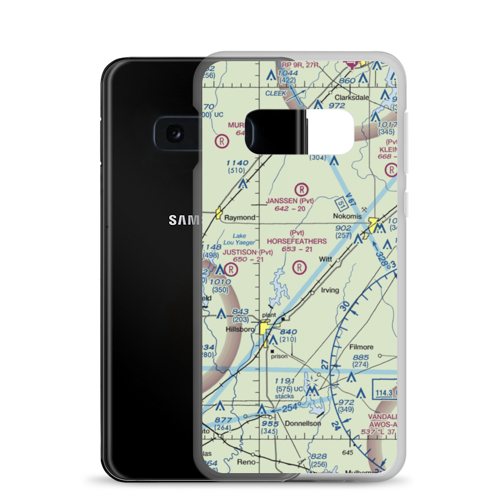 Horsefeathers Ranch Airport (1IL1) VFR Sectional Samsung Case Samsung Galaxy S10e model shown