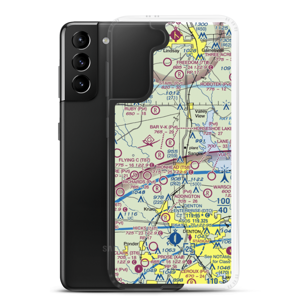 Horseshoe Lake Airport (TE24) VFR Sectional Samsung Case Samsung Galaxy S21 Plus model shown