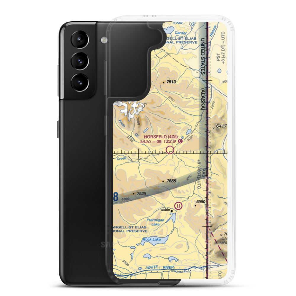 Horsfeld Airport (4Z5) VFR Sectional Samsung Case Samsung Galaxy S21 Plus model shown