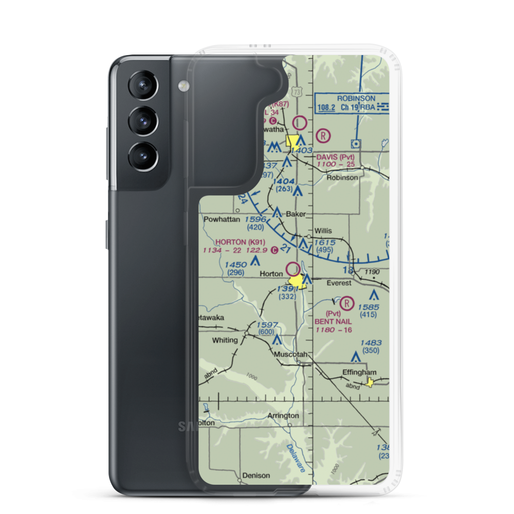 Horton Municipal Airport (K91) VFR Sectional Samsung Case Samsung Galaxy S21 model shown