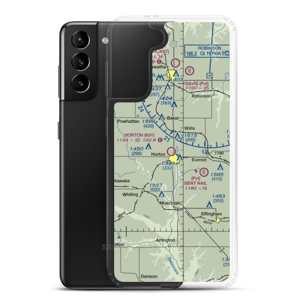 Horton Municipal Airport (K91) VFR Sectional Samsung Case Samsung Galaxy S21 Plus model shown