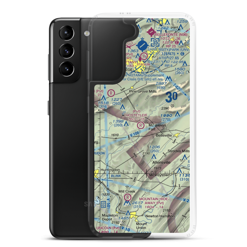 Hostetler Airport (0PA6) VFR Sectional Samsung Case Samsung Galaxy S21 Plus model shown
