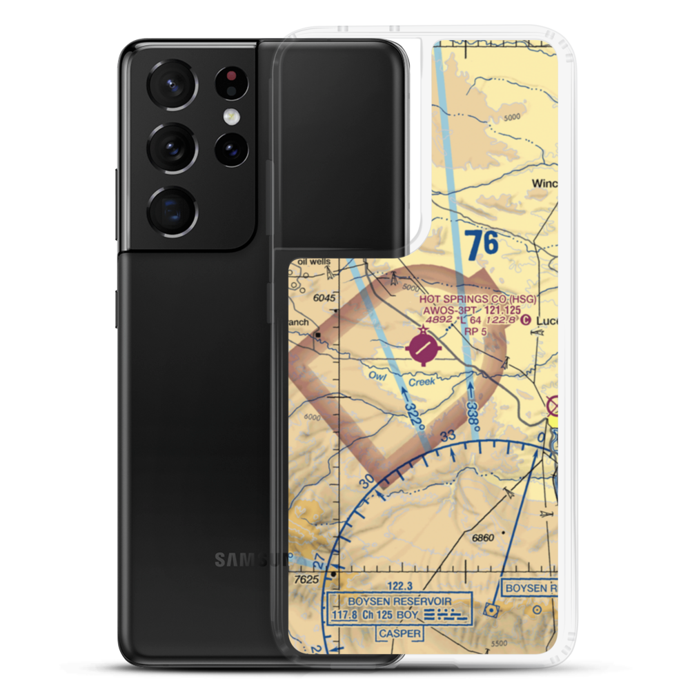 Hot Springs County Airport (HSG) VFR Sectional Samsung Case Samsung Galaxy S21 Ultra model shown