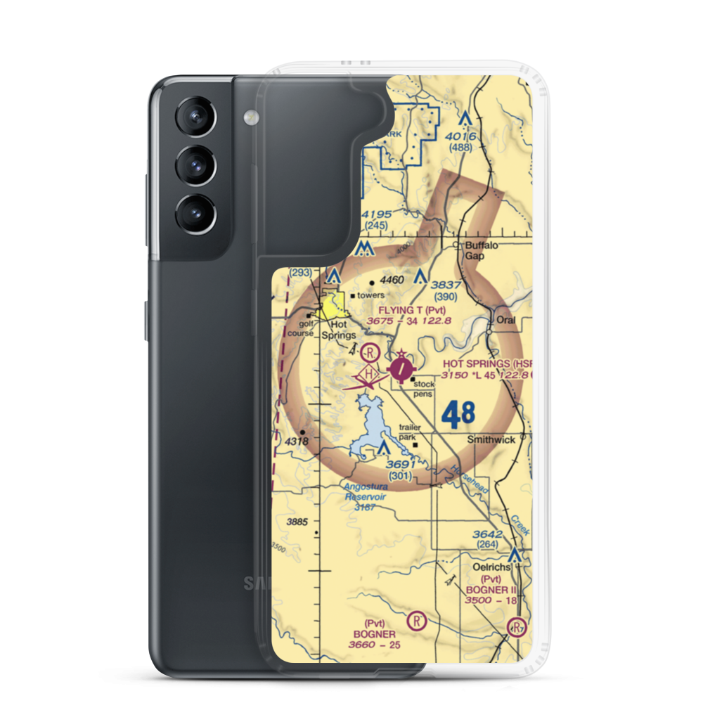 Hot Springs Municipal Airport (HSR) VFR Sectional Samsung Case Samsung Galaxy S21 model shown