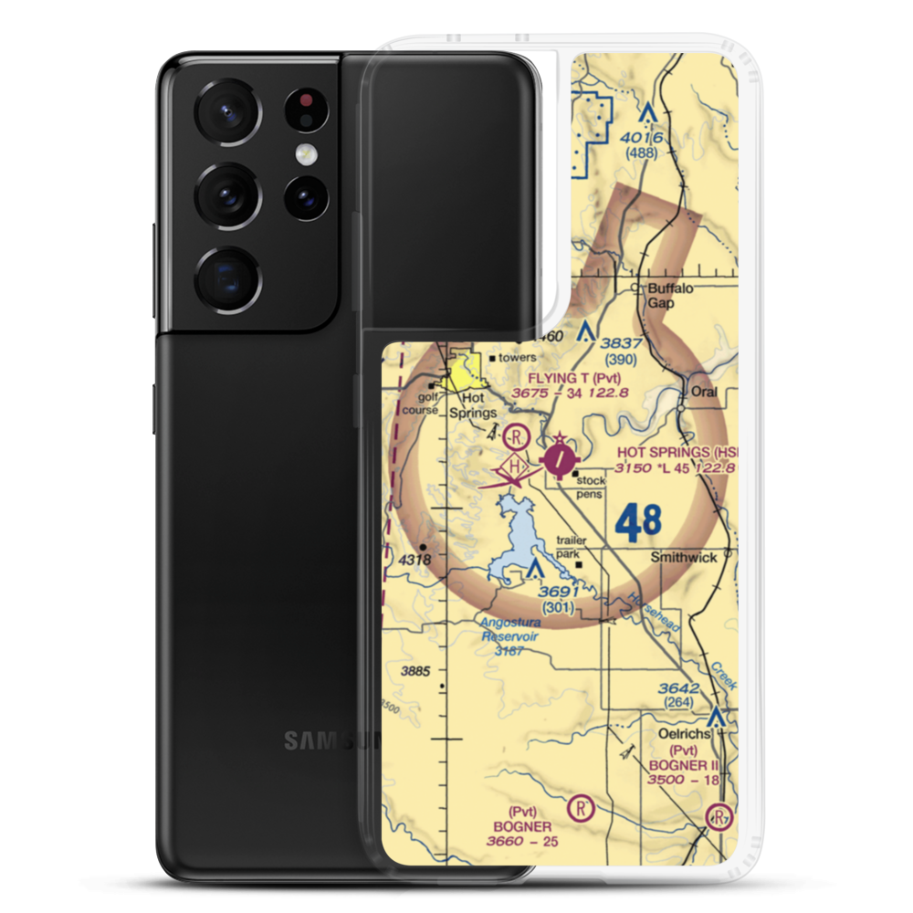 Hot Springs Municipal Airport (HSR) VFR Sectional Samsung Case Samsung Galaxy S21 Ultra model shown