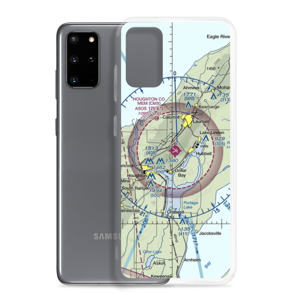 Houghton County Memorial Airport (CMX) VFR Sectional Samsung Case Samsung Galaxy S20 Plus model shown