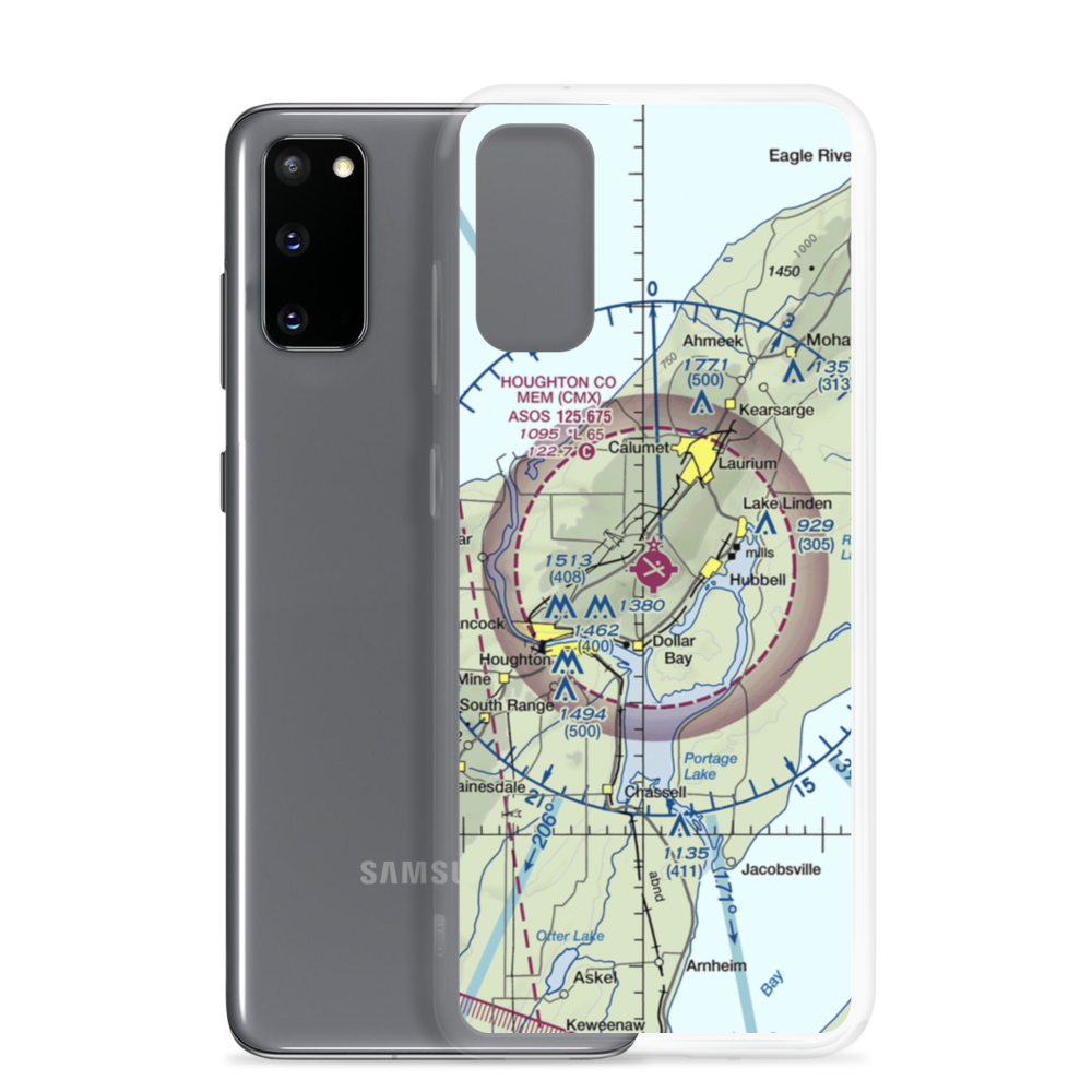 Houghton County Memorial Airport (CMX) VFR Sectional Samsung Case Samsung Galaxy S20 model shown