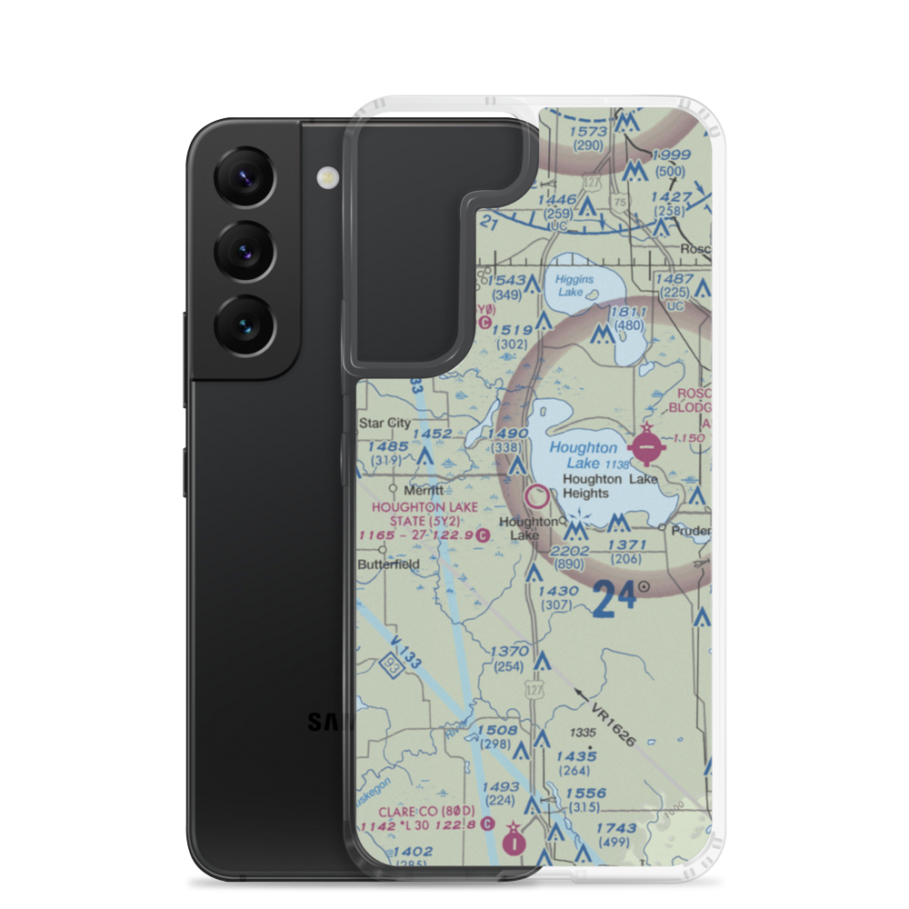 Houghton Lake State Airport (5Y2) VFR Sectional Samsung Case Samsung Galaxy S22 model shown