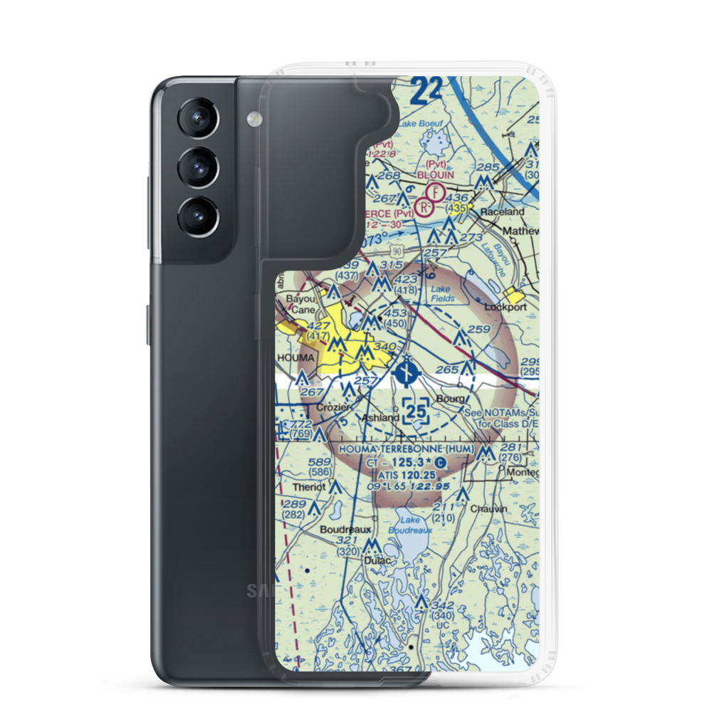 Houma Terrebonne Airport (HUM) VFR Sectional Samsung Case Samsung Galaxy S21 model shown