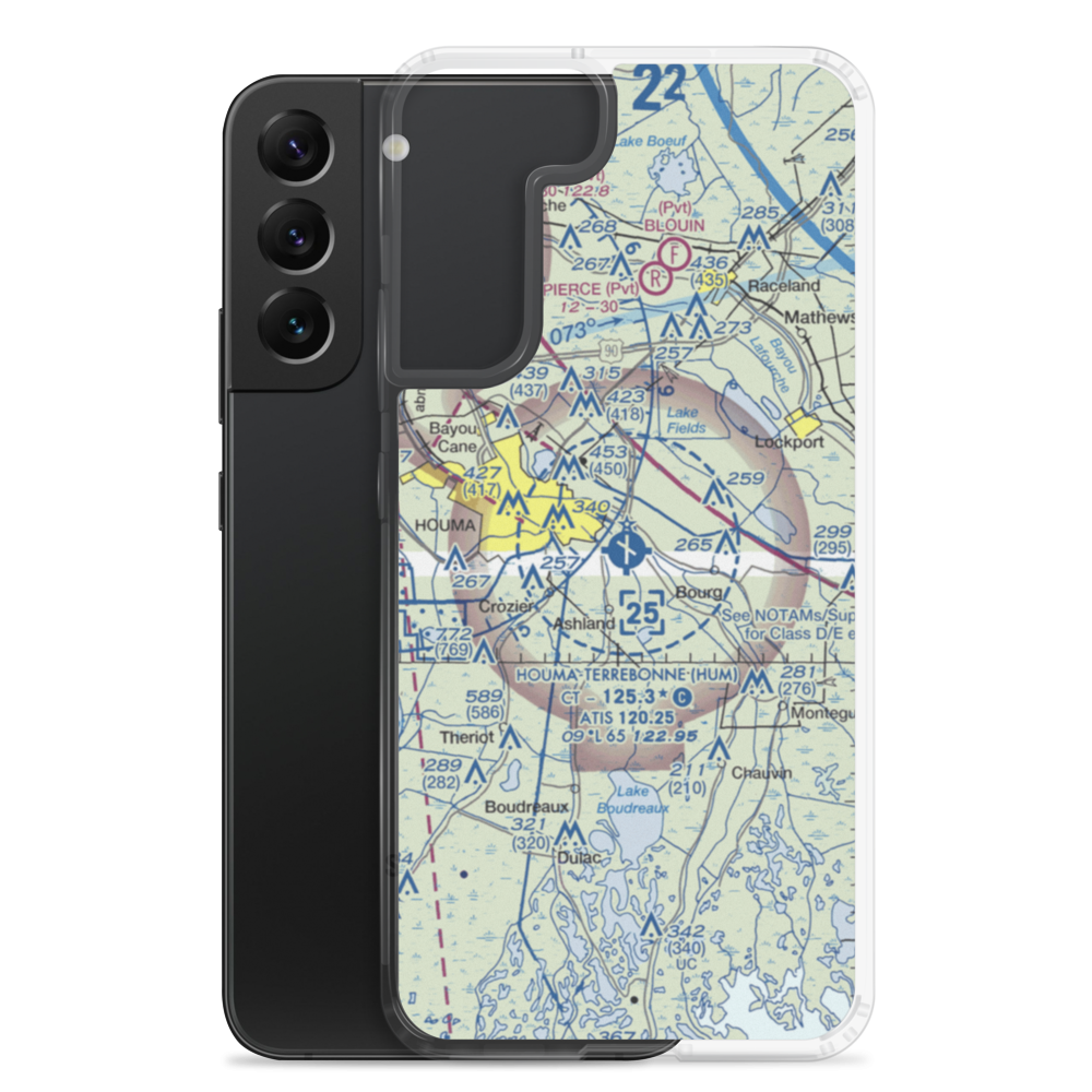 Houma Terrebonne Airport (HUM) VFR Sectional Samsung Case Samsung Galaxy S22 Plus model shown