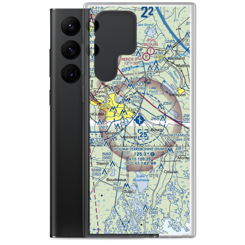 Houma Terrebonne Airport (HUM) VFR Sectional Samsung Case Samsung Galaxy S22 Ultra model shown