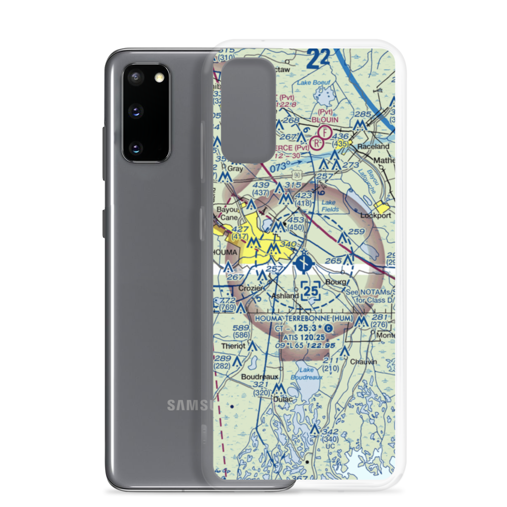 Houma Terrebonne Airport (HUM) VFR Sectional Samsung Case Samsung Galaxy S20 model shown