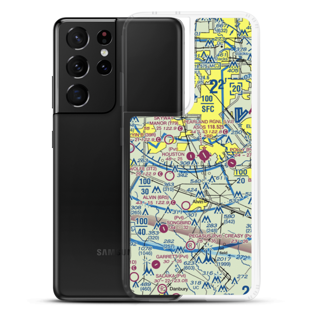 Houston Airpark (21XS) VFR Sectional Samsung Case Samsung Galaxy S21 Ultra model shown