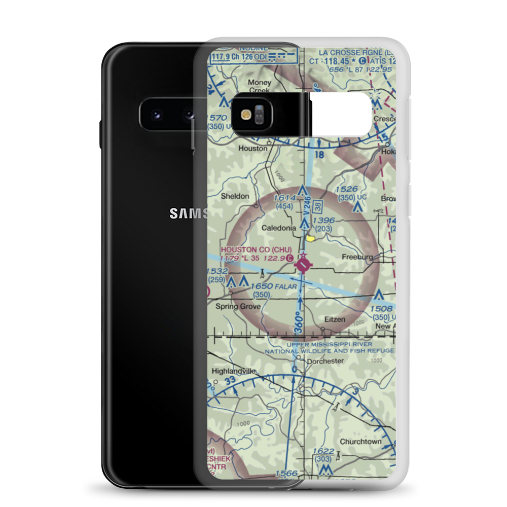 Houston County Airport (CHU) VFR Sectional Samsung Case Samsung Galaxy S10 model shown