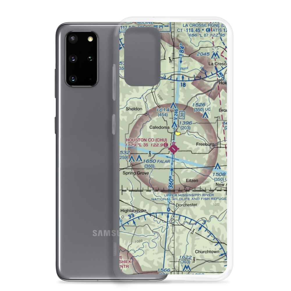 Houston County Airport (CHU) VFR Sectional Samsung Case Samsung Galaxy S20 Plus model shown