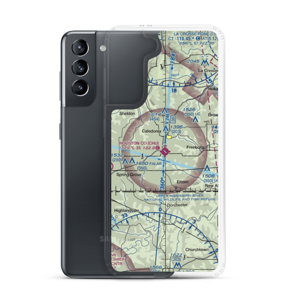 Houston County Airport (CHU) VFR Sectional Samsung Case Samsung Galaxy S21 model shown