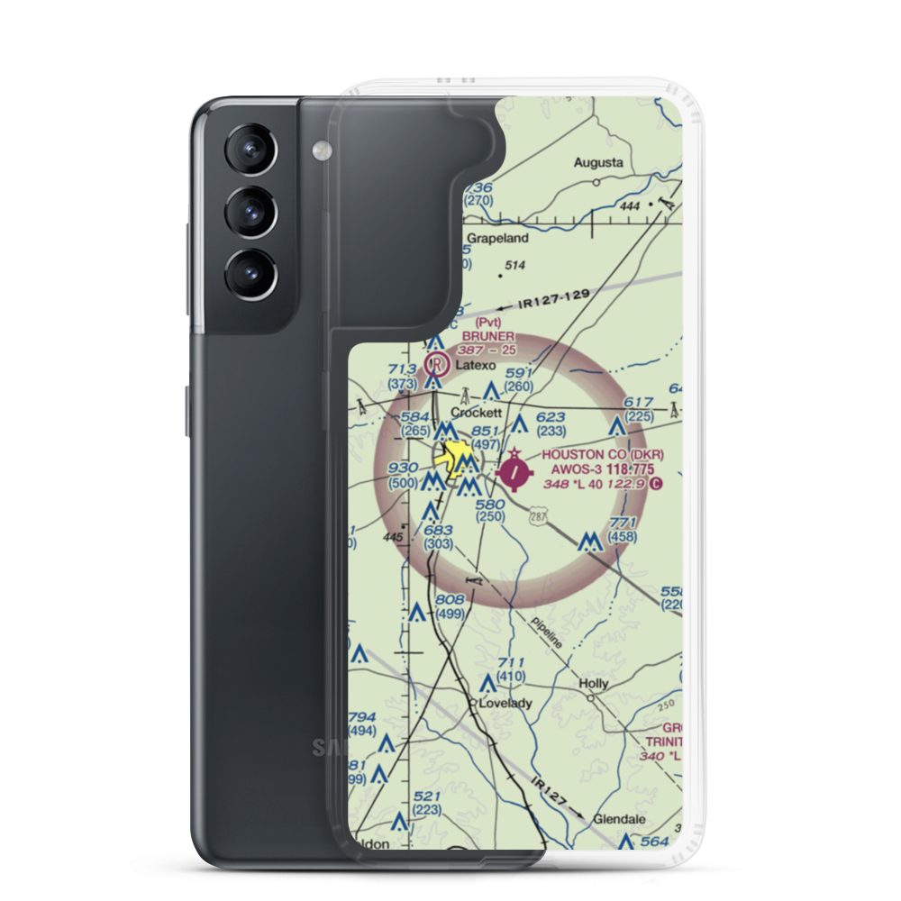 Houston County Airport (DKR) VFR Sectional Samsung Case Samsung Galaxy S21 model shown