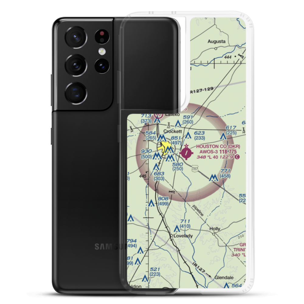 Houston County Airport (DKR) VFR Sectional Samsung Case Samsung Galaxy S21 Ultra model shown