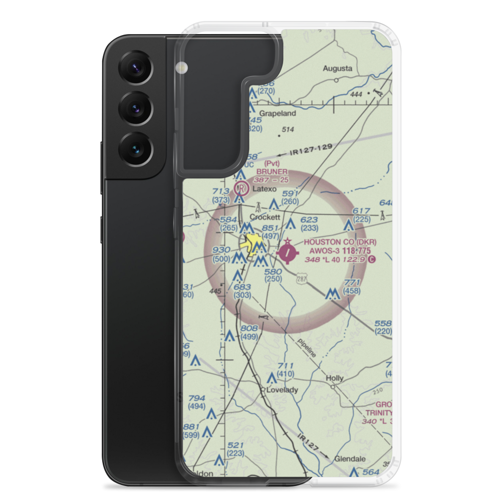 Houston County Airport (DKR) VFR Sectional Samsung Case Samsung Galaxy S22 Plus model shown