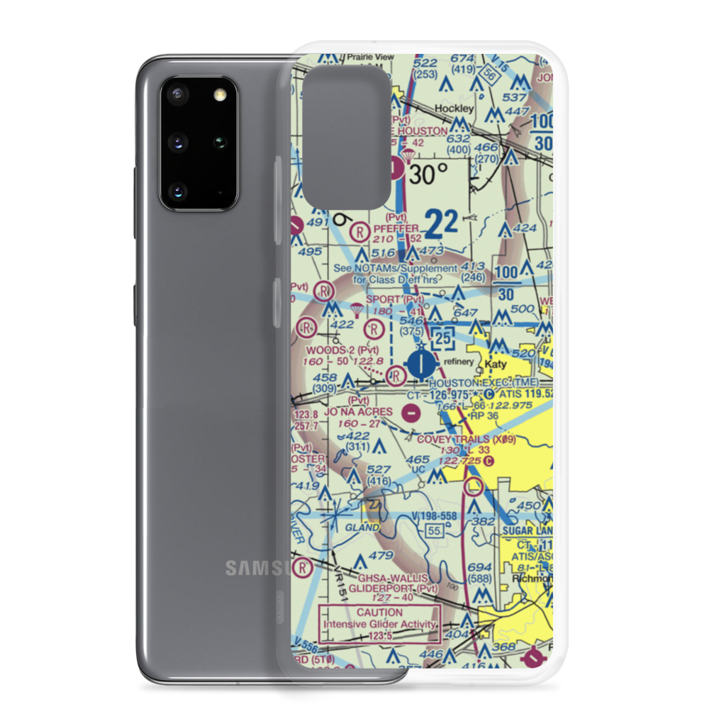 Houston Executive Airport (TME) VFR Sectional Samsung Case Samsung Galaxy S20 Plus model shown