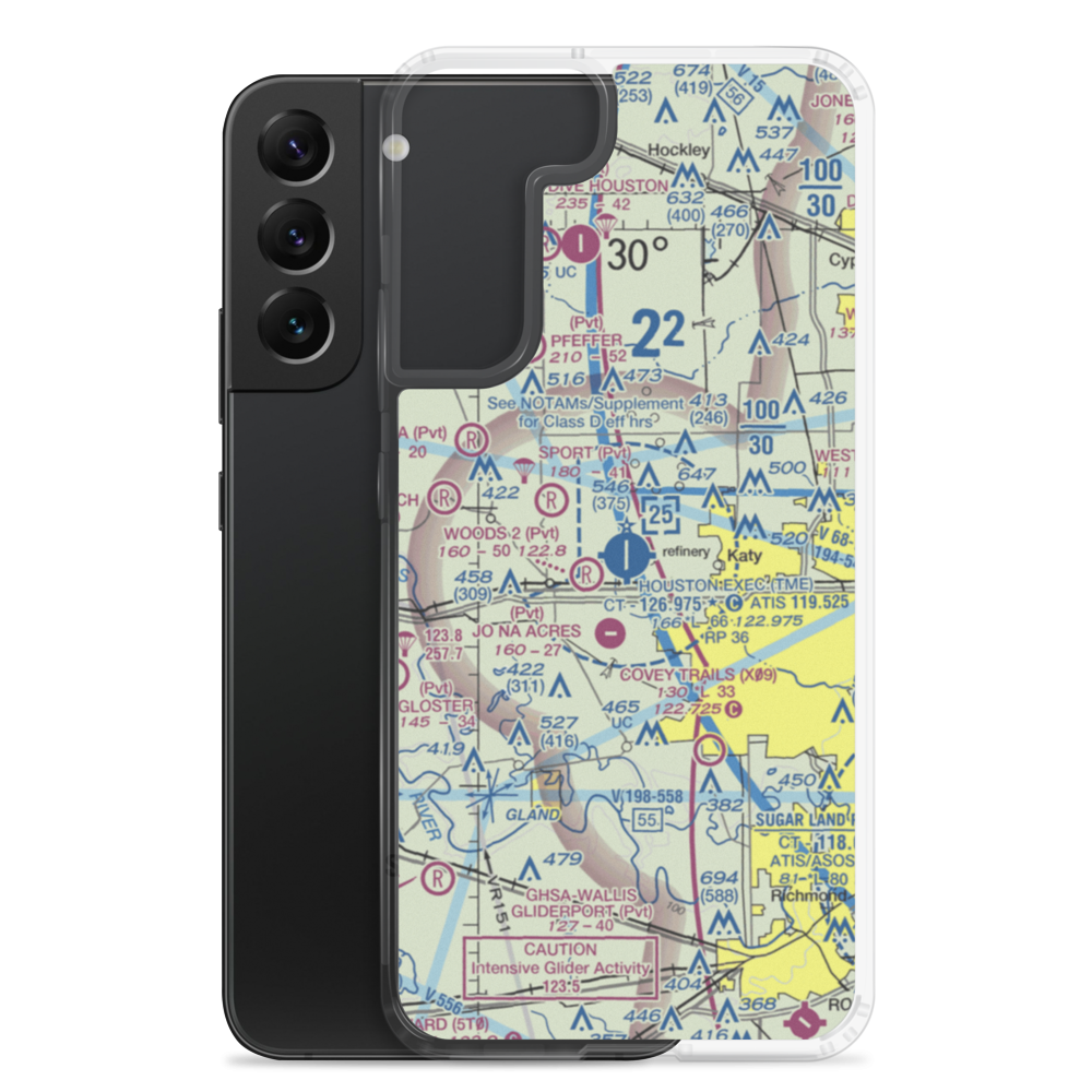 Houston Executive Airport (TME) VFR Sectional Samsung Case Samsung Galaxy S22 Plus model shown