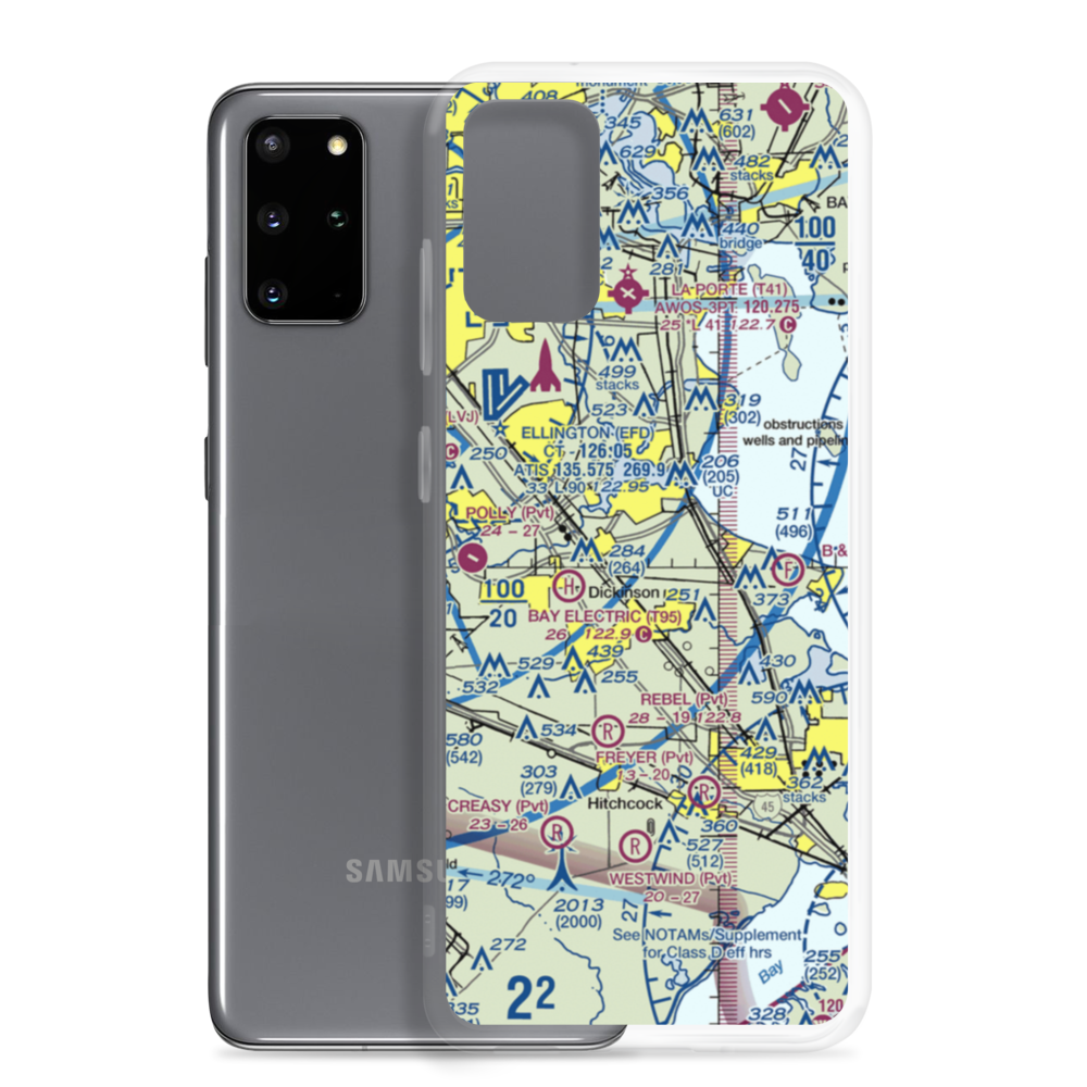 Houston Gulf Airport (SPX) VFR Sectional Samsung Case Samsung Galaxy S20 Plus model shown
