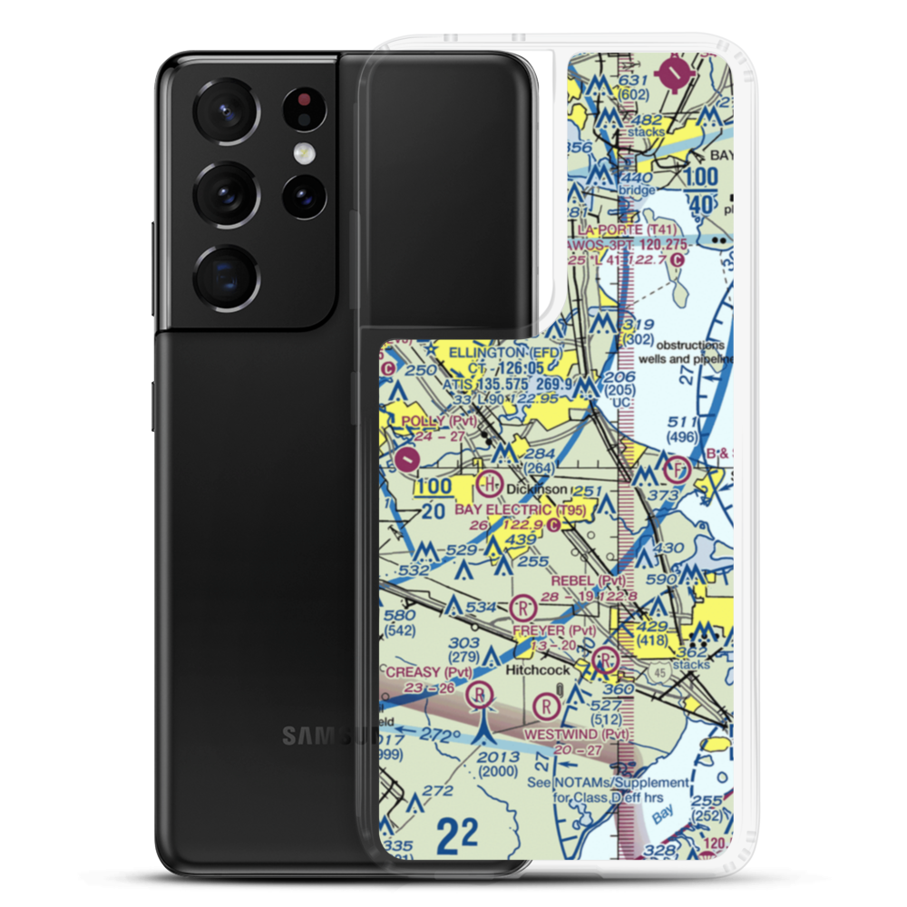 Houston Gulf Airport (SPX) VFR Sectional Samsung Case Samsung Galaxy S21 Ultra model shown