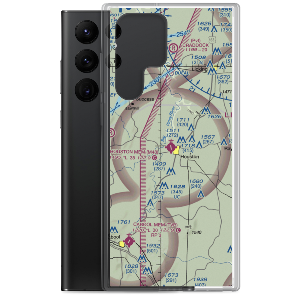Houston Memorial Airport (M48) VFR Sectional Samsung Case Samsung Galaxy S22 Ultra model shown