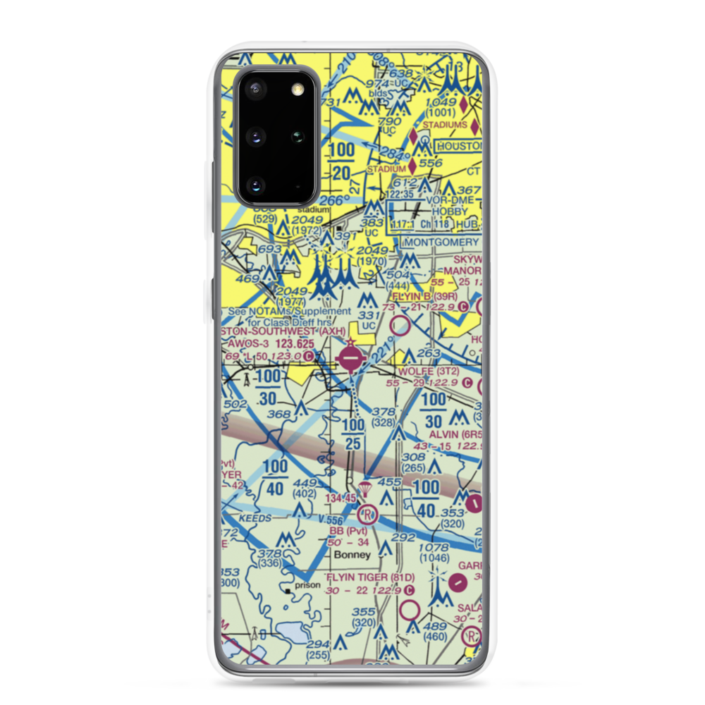 Houston Southwest Airport (AXH) VFR Sectional Samsung Case Samsung Galaxy S20 Plus model shown
