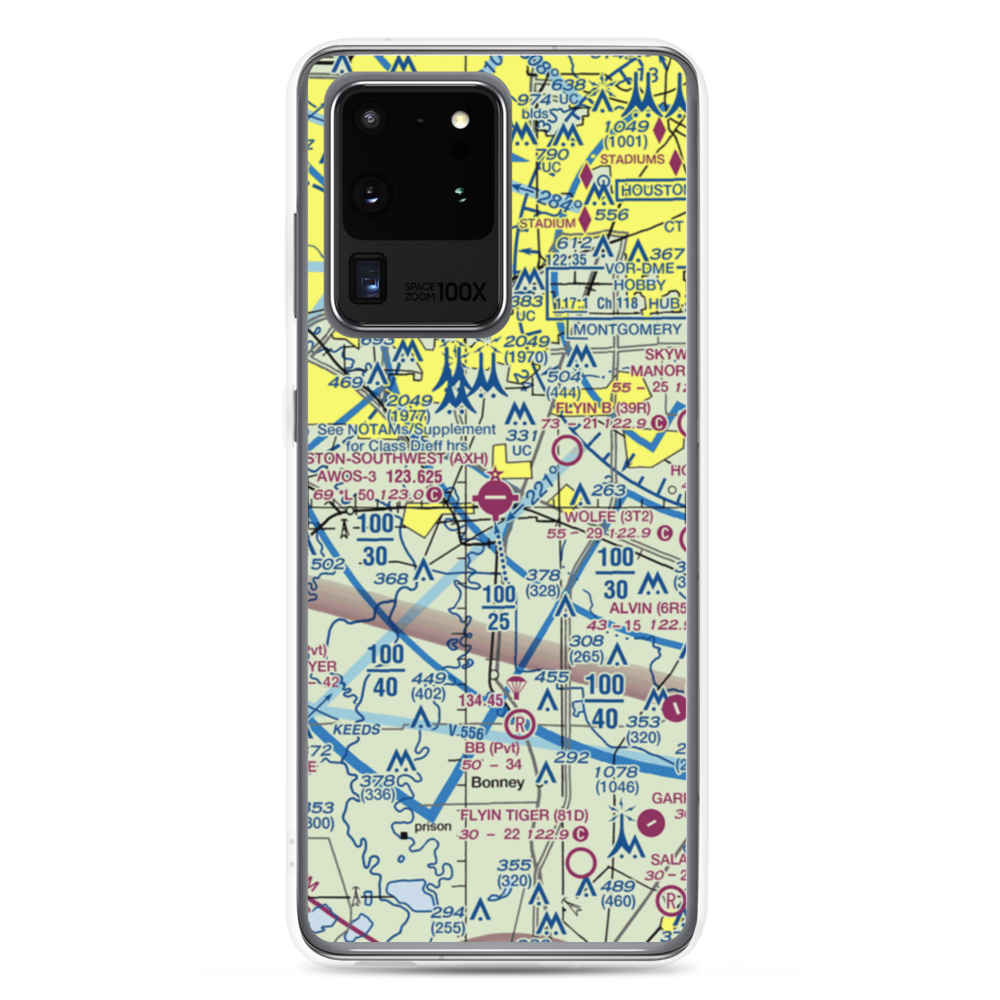 Houston Southwest Airport (AXH) VFR Sectional Samsung Case Samsung Galaxy S20 Ultra model shown