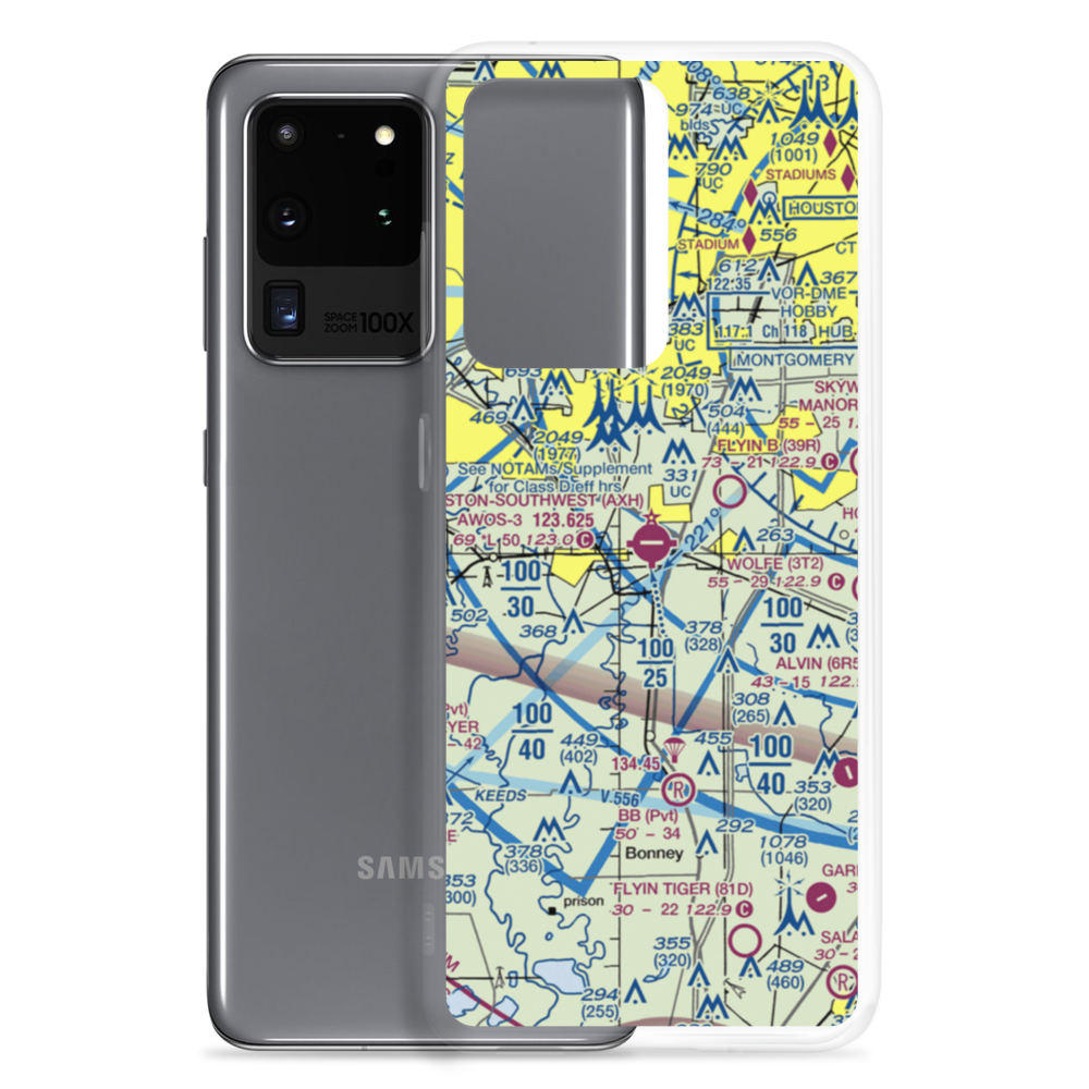 Houston Southwest Airport (AXH) VFR Sectional Samsung Case Samsung Galaxy S20 Ultra model shown