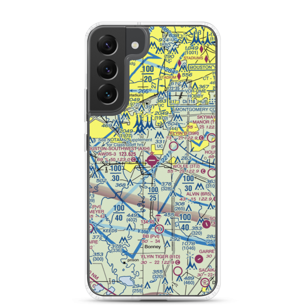 Houston Southwest Airport (AXH) VFR Sectional Samsung Case Samsung Galaxy S22 Plus model shown