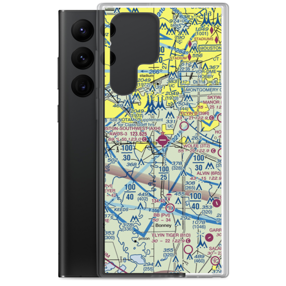 Houston Southwest Airport (AXH) VFR Sectional Samsung Case Samsung Galaxy S22 Ultra model shown