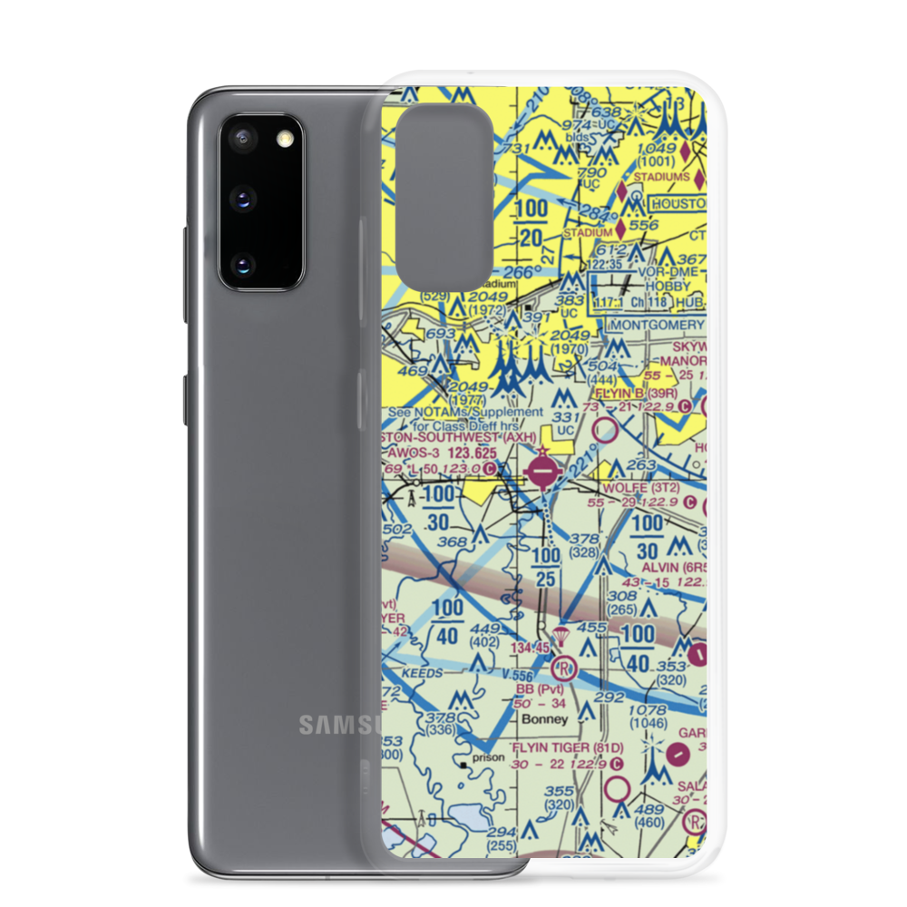 Houston Southwest Airport (AXH) VFR Sectional Samsung Case Samsung Galaxy S20 model shown