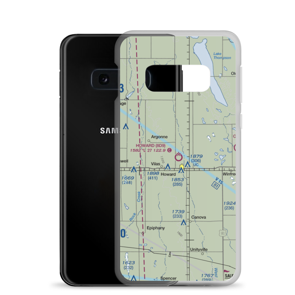 Howard Municipal Airport (8D9) VFR Sectional Samsung Case Samsung Galaxy S10e model shown