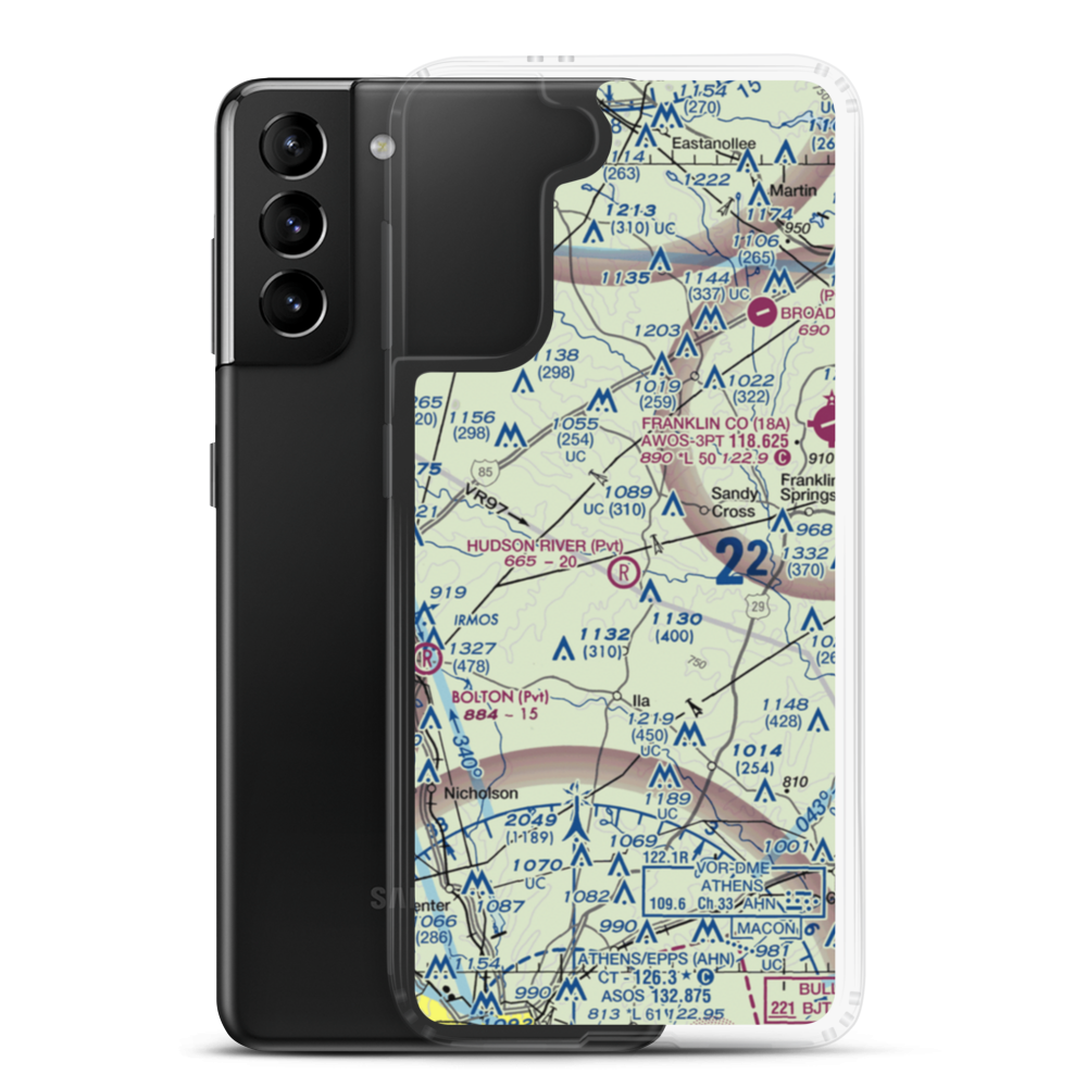 Hudson River Landing Airport (33GA) VFR Sectional Samsung Case Samsung Galaxy S21 Plus model shown