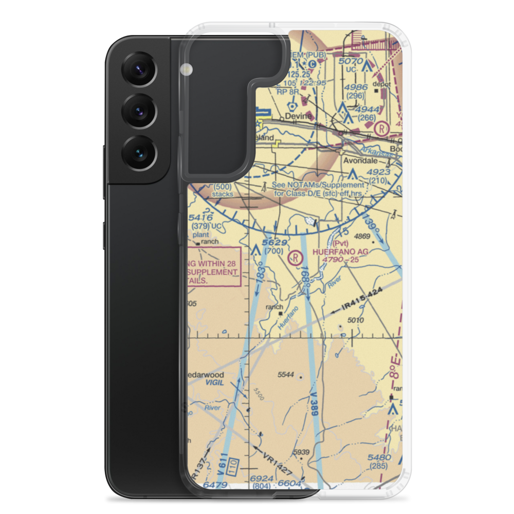 Huerfano Agricultural Airport (46CO) VFR Sectional Samsung Case Samsung Galaxy S22 Plus model shown