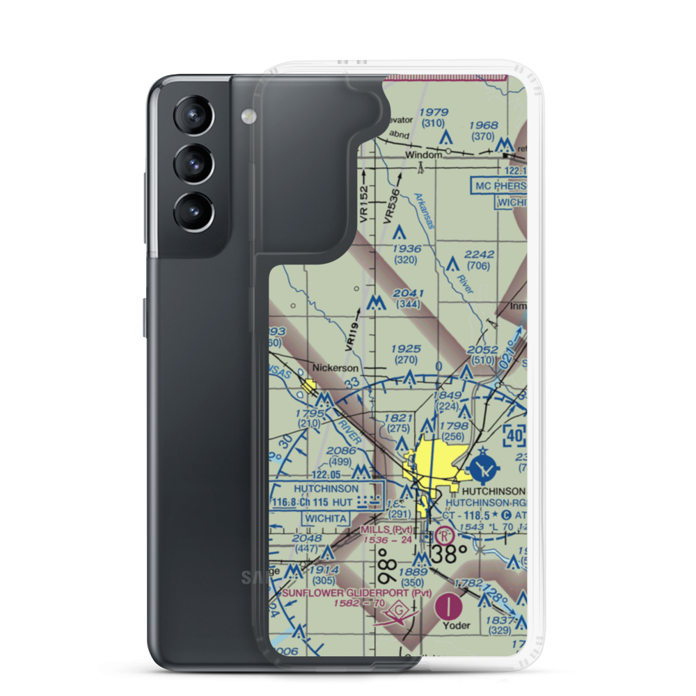 Huey Airport (1KS0) VFR Sectional Samsung Case Samsung Galaxy S21 model shown