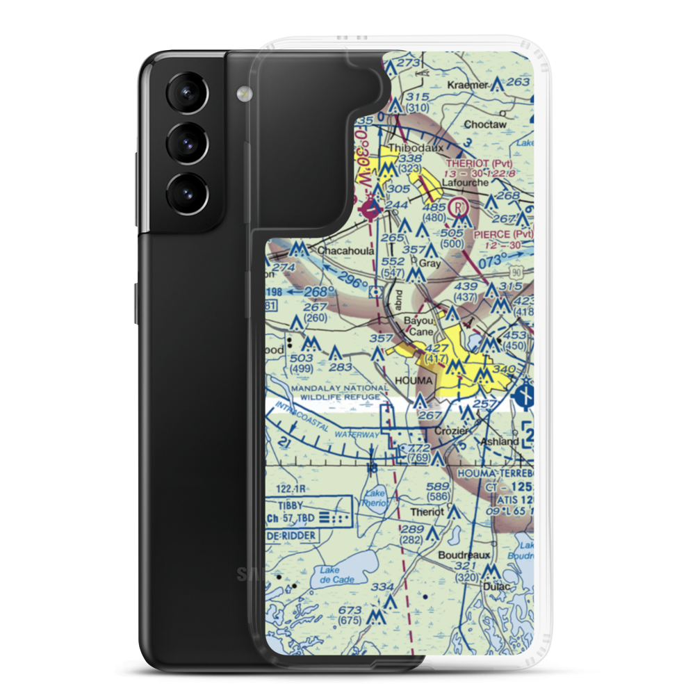 Huffaker Field (LA73) VFR Sectional Samsung Case Samsung Galaxy S21 Plus model shown