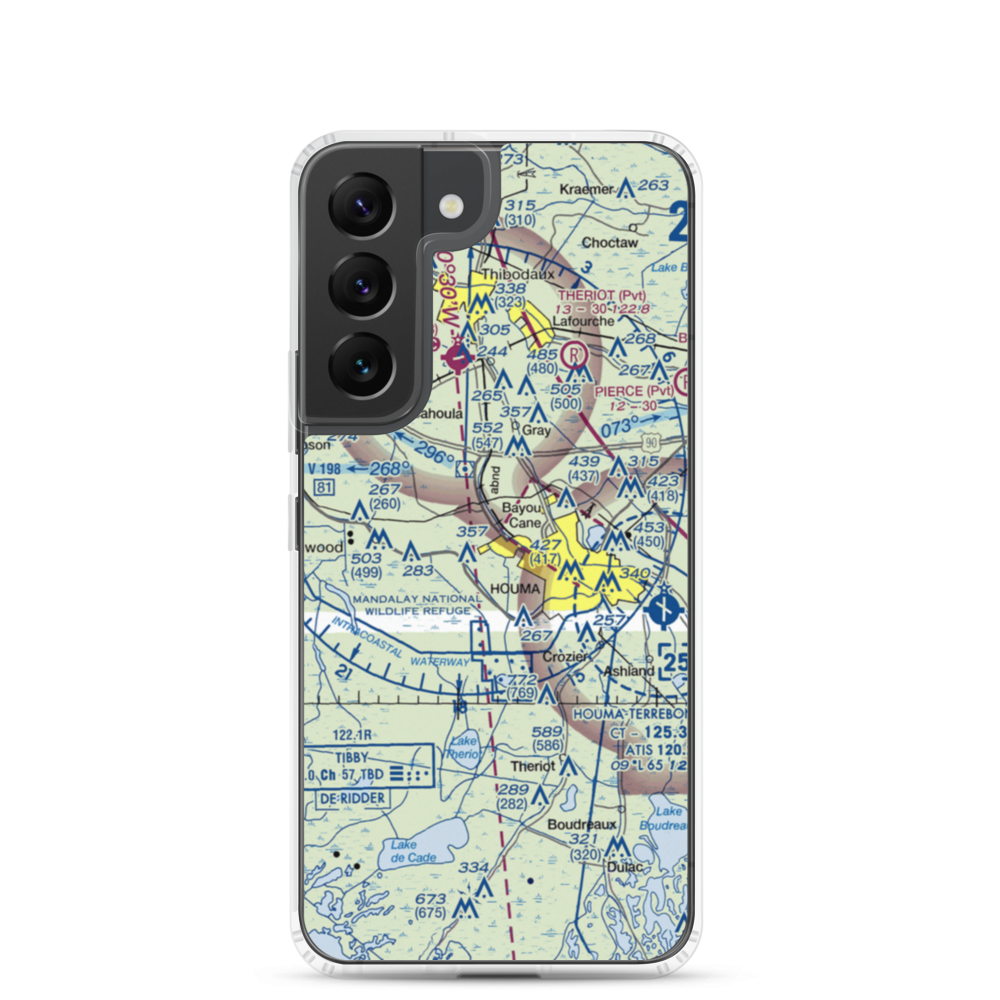 Huffaker Field (LA73) VFR Sectional Samsung Case Samsung Galaxy S22 model shown