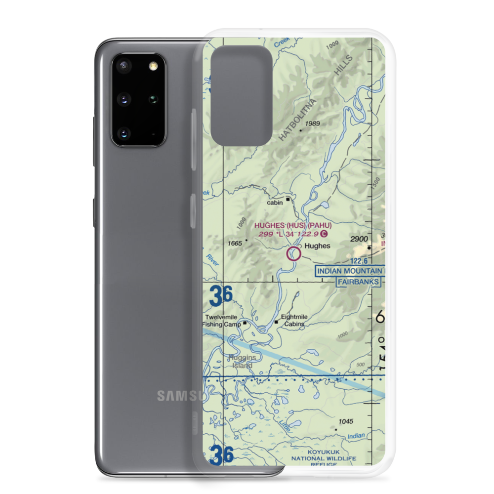 Hughes Airport (HUS) VFR Sectional Samsung Case Samsung Galaxy S20 Plus model shown
