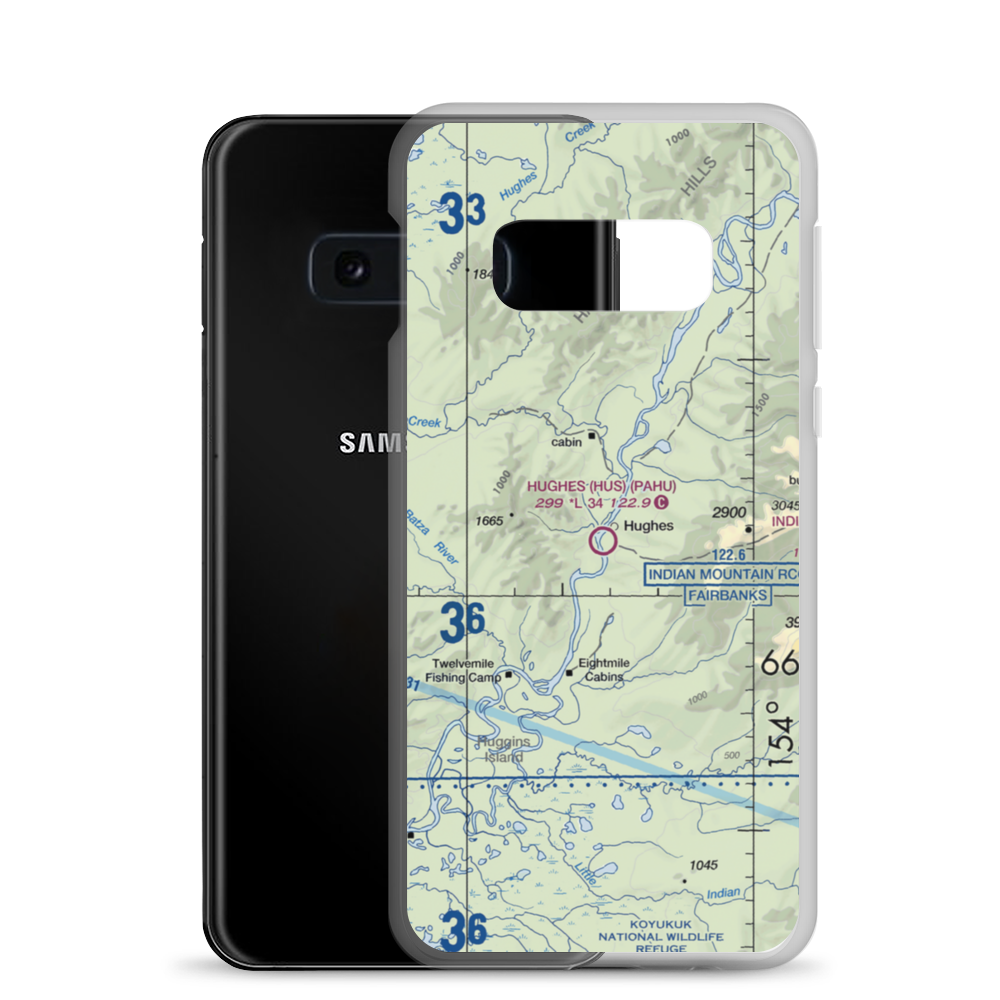 Hughes Airport (HUS) VFR Sectional Samsung Case Samsung Galaxy S10e model shown