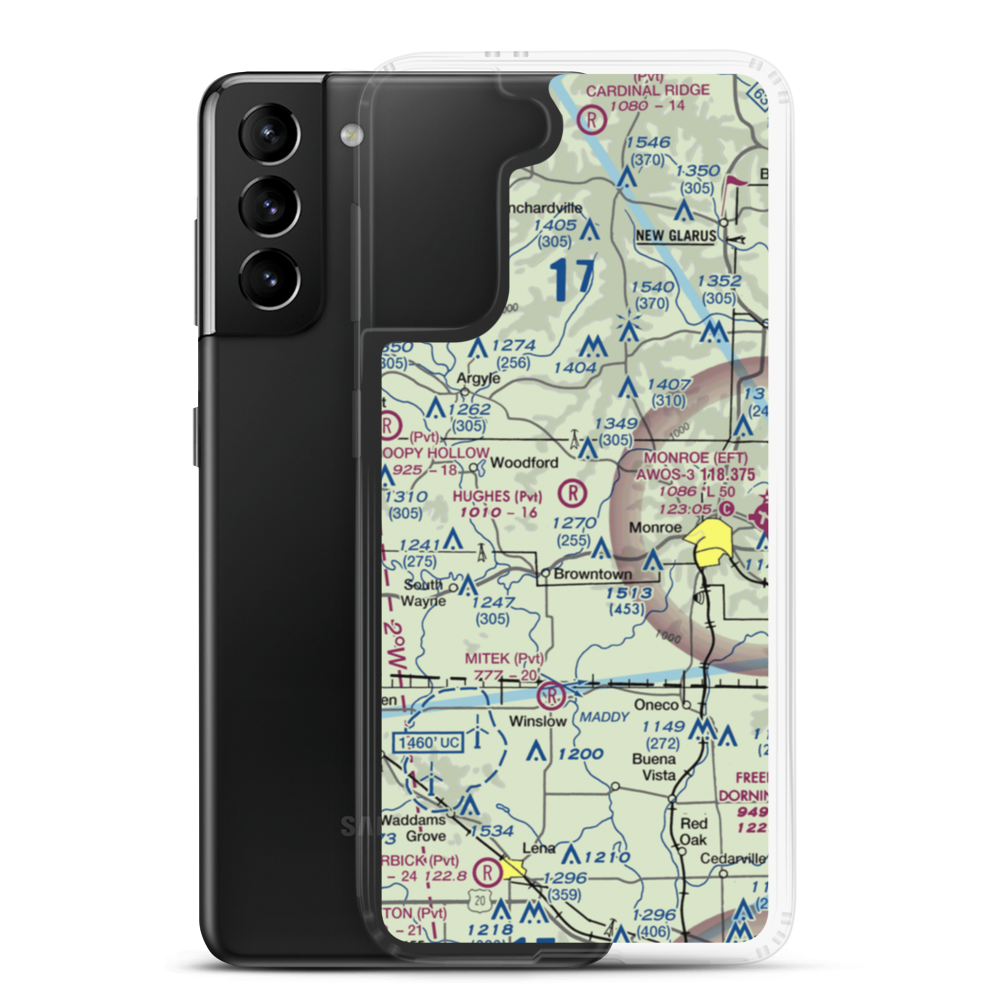 Hughes Airport (WS96) VFR Sectional Samsung Case Samsung Galaxy S21 Plus model shown
