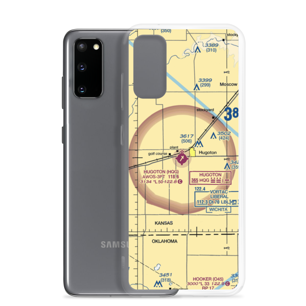 Hugoton Municipal Airport (HQG) VFR Sectional Samsung Case Samsung Galaxy S20 model shown