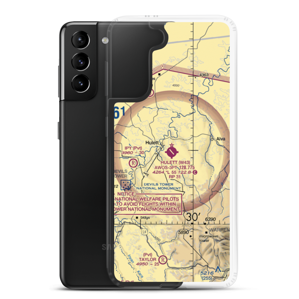 Hulett Municipal Airport (W43) VFR Sectional Samsung Case Samsung Galaxy S21 Plus model shown