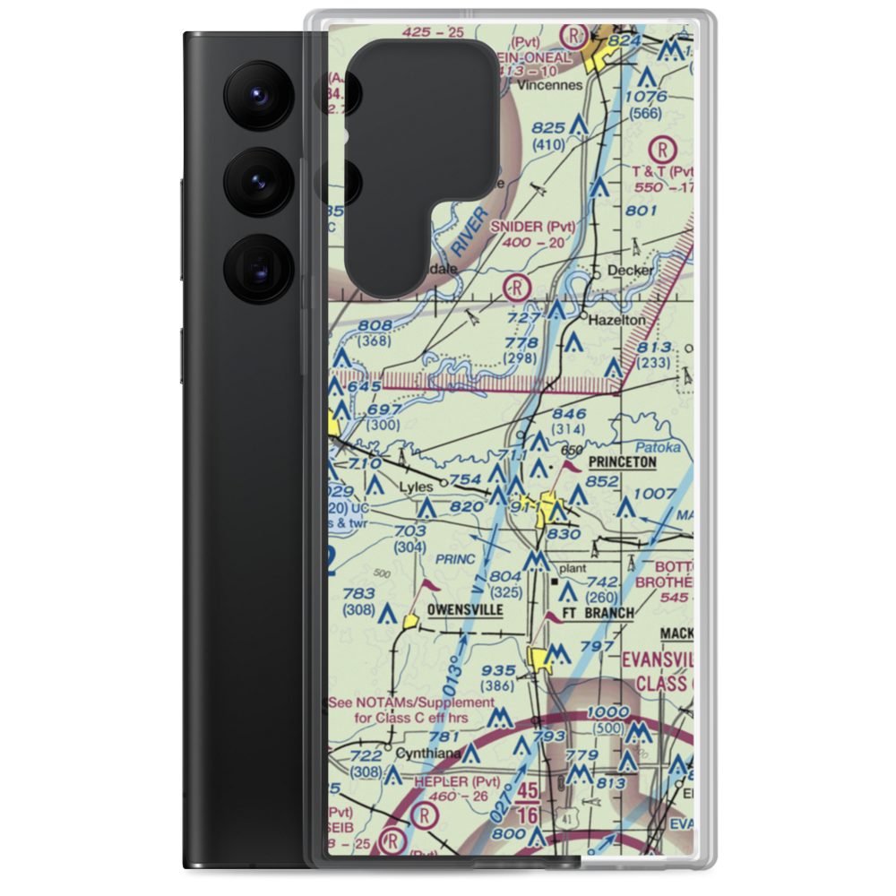 Hull Airport (IN30) VFR Sectional Samsung Case Samsung Galaxy S22 Ultra model shown