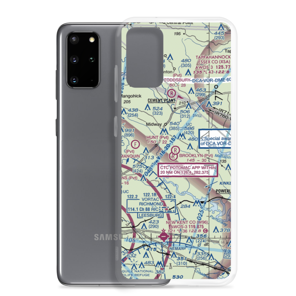 Hunt Airport (0VA3) VFR Sectional Samsung Case Samsung Galaxy S20 Plus model shown