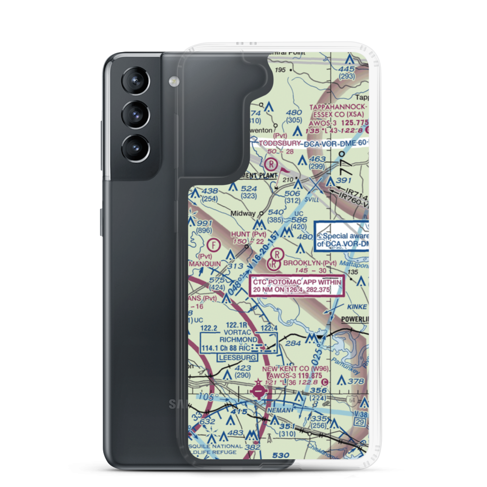 Hunt Airport (0VA3) VFR Sectional Samsung Case Samsung Galaxy S21 model shown