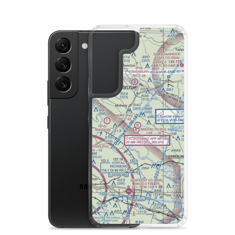 Hunt Airport (0VA3) VFR Sectional Samsung Case Samsung Galaxy S22 model shown